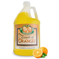 Touch Of Oranges wood cleaner in a 1-gallon container with fresh orange slices beside it, natural citrus wood cleaning solution.