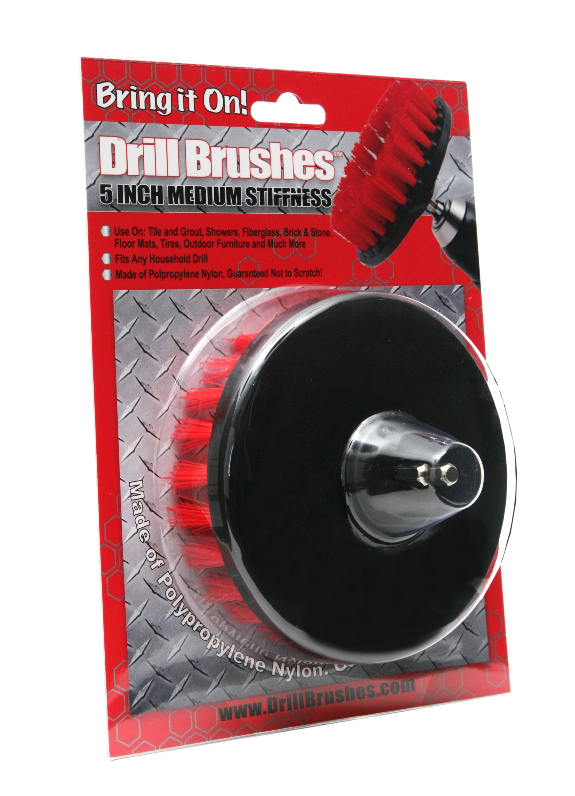Red Flat 5 Inch Cleaning Drill Brush  